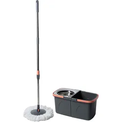 Relaxdays Wischmopp-Set, Reinigungsutensil, Rot, Grau