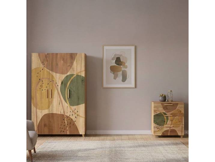 Ensemble Chambre à Coucher Epiro Dmora en Bois Mélaminé Chêne Brun