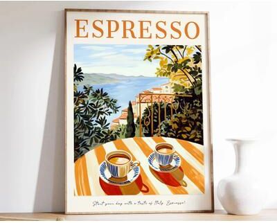 Inspired Living Minimalist Coffee Wall Art Poster Retro Kitchen Decor For Coffee Lovers c 30x40cm No Frame