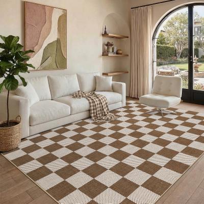 Garvee Modern Geometric Checkered Washable Area Rug
