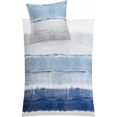 Bettwäsche KLEINE WOLKE "Long Beach", blau, B/L: 135cm x 200cm, 1 Stk., 1 Stk., Mako-Satin, B/L: 80cm x 80cm, 2 Stk., Mako-Satin, Obermaterial: 100% Baumwolle, Bettwäsche, Bettwäsche, mit breiten Streifen