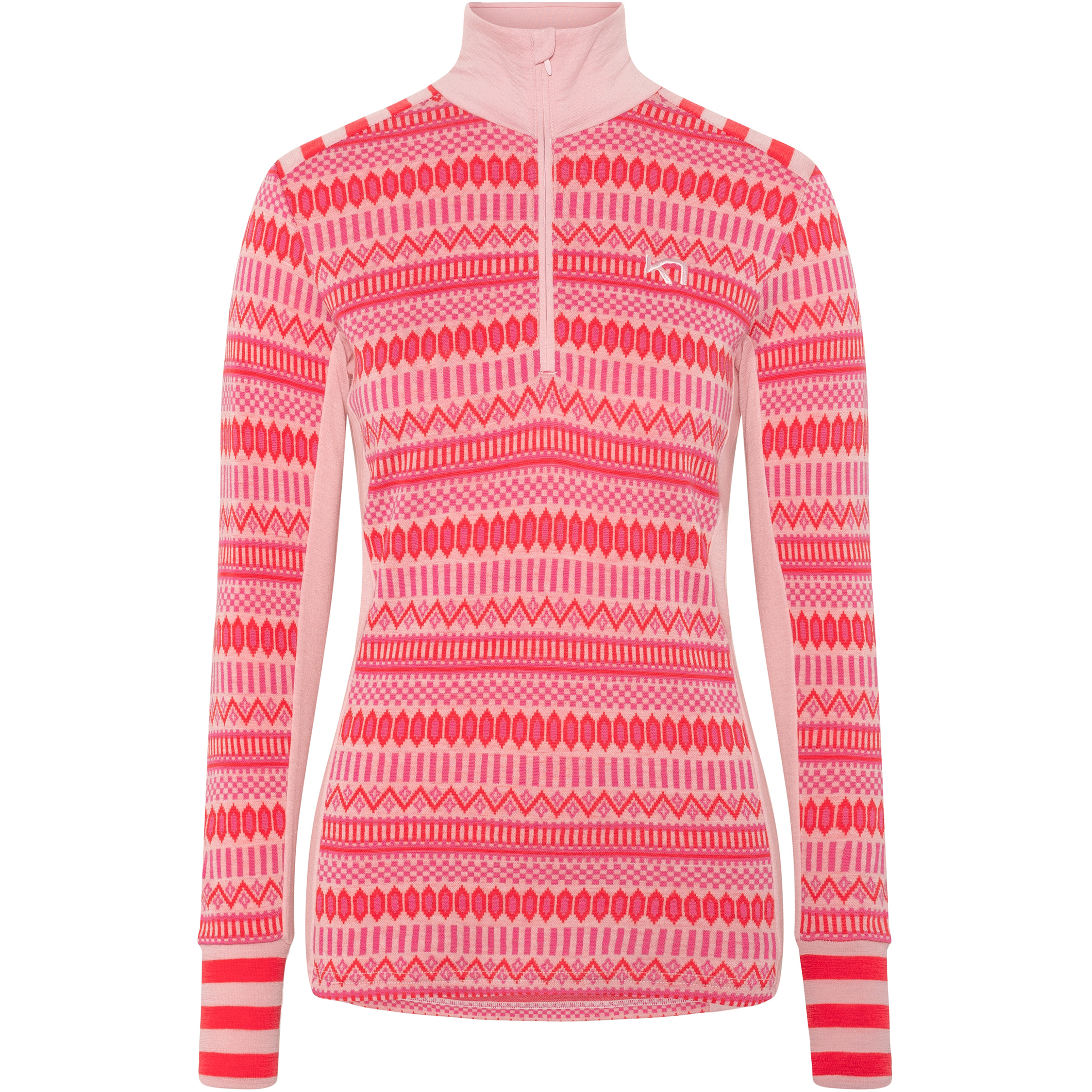Kari Traa Åkle Half Zip Damen Langarm Unterhemden rosa Größe S Skifahren Hautfreundlich