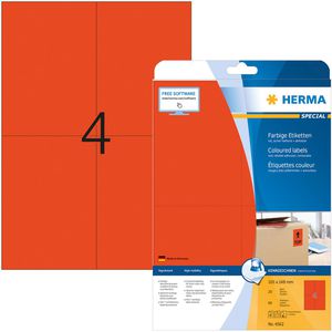 Herma Universaletiketten 4565, Special, rot, 105 x 148mm, ablösbar, 20 Blatt, 80 Stück
