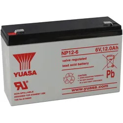 YUASA NP12-6 Akku Blei PB 6 Volt 12Ah mit Faston Steckkontakt 6,3mm breite