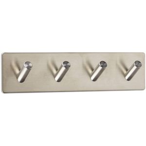 SO-TECH Garderobenleiste Adra, 120496, silber, aus Edelstahl, 18cm breit, mit 4 Haken, selbstklebend