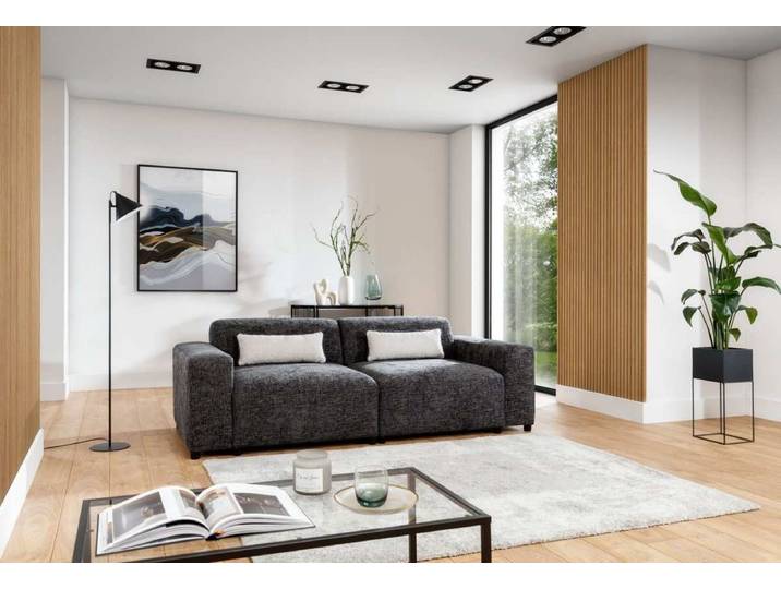 Designer 2er Sofa Napoli - Anthrazit - Stoff - Luxusbetten24