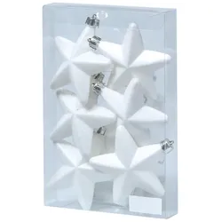 MARELIDA Christbaumschmuck Weihnachtsbaumschmuck Sterne bruchfest weiß 6St.