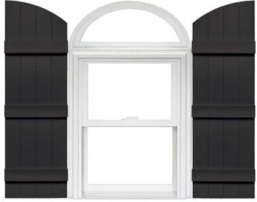 Mid-America Mid America Board and Batten Joined Arch Top Vinyl Shutters (1 Pair) 14 x 69 010 Musket Brown