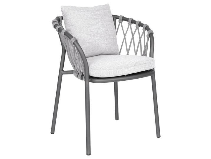 Stern Sessel Klea Aluminium anthrazit Kordel Stone Kissenset 100%