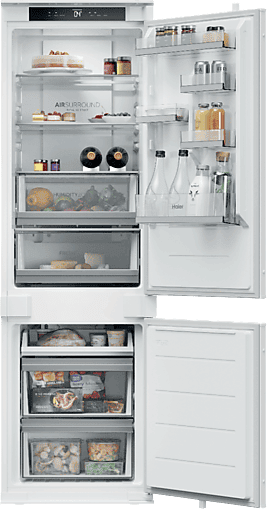 Frigorífico combi integrable - Haier HBQW5518E, TNF Duo Cooling, 177.2 cm, 251 l, Sin Panelar