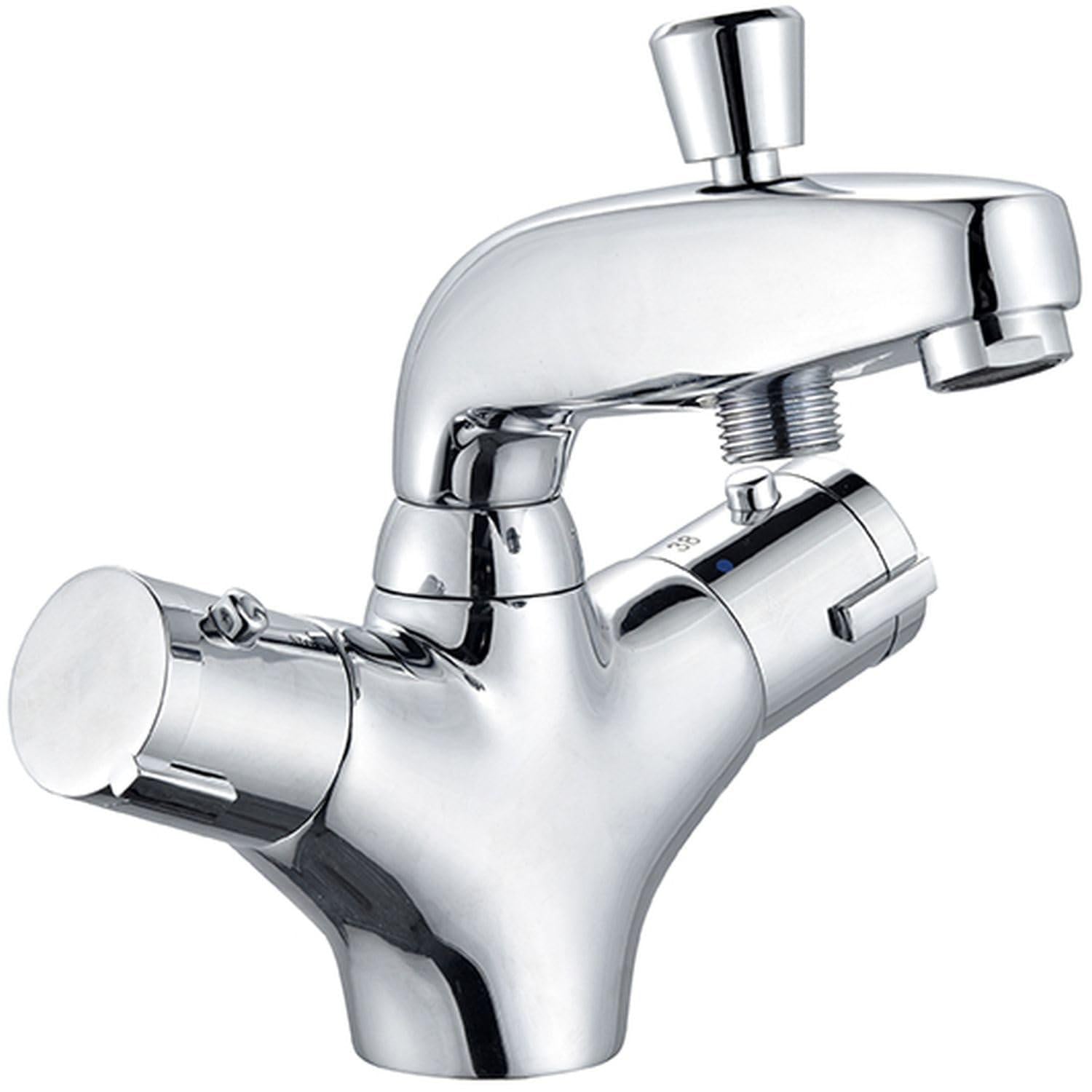 ROUSSEAU Volga 2 thermostatische bad- en douchekraan met draaibare uitloop en waterbesparende functie, enkelvoudige montage