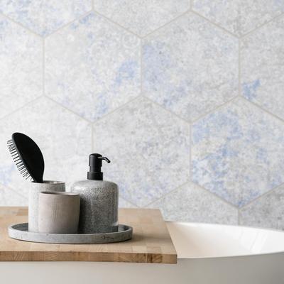 "Merola Tile Emotion Hex Grey 9-7/8"" x 11-1/4"" Porcelain Floor and Wall Tile"
