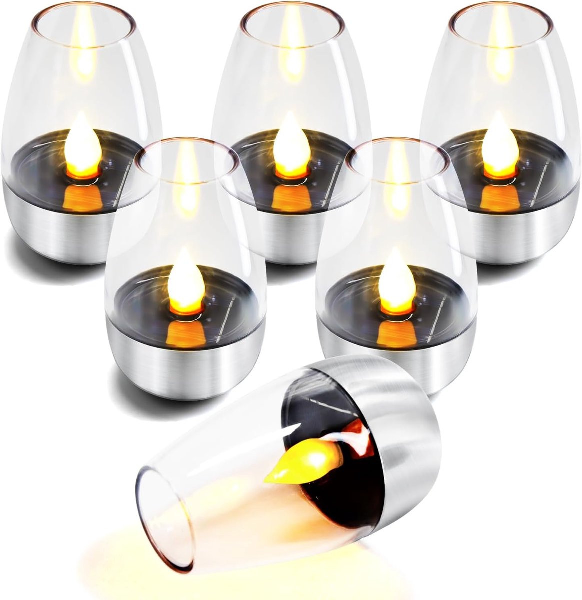 SnelShoppen Pack van 6 Oplaadbare LED Kaarsen op Zonne-energie voor Tuin en Balkon Decoratie