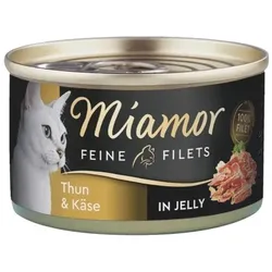 Miamor Feine Filets in Gelee - Katzennassfutter mit Thunfisch und Käse 100g Dose