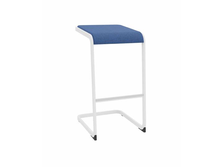 Tabouret haut C-STOOL - Assise tapissée bleue