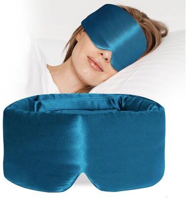Cozy Casa Charm Pure Mulberry Silk Sleep Mask Blackout Pressure Free Eye Cover navy Blue