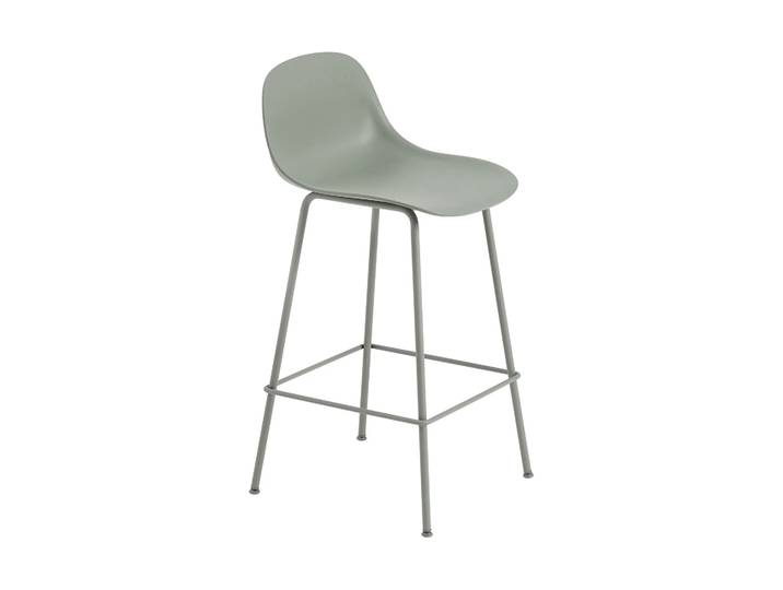 Muuto Chaise de bar Fiber Tube à dossier 75 cm Dusty green