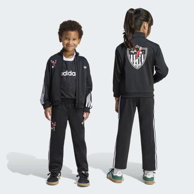 T-Shirt & Shorts ADIDAS ORIGINALS "ADIDAS DISNEY FIREBIRD", Mädchen, Gr. 128, schwarz (schwarz, weiß), Obermaterial: 100% Polyester, KOB Set-Artikel, für Kinder, aus Polyester
