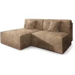 ECKSOFA FIORO Beige Kordstoff mit Schlaffunktion
