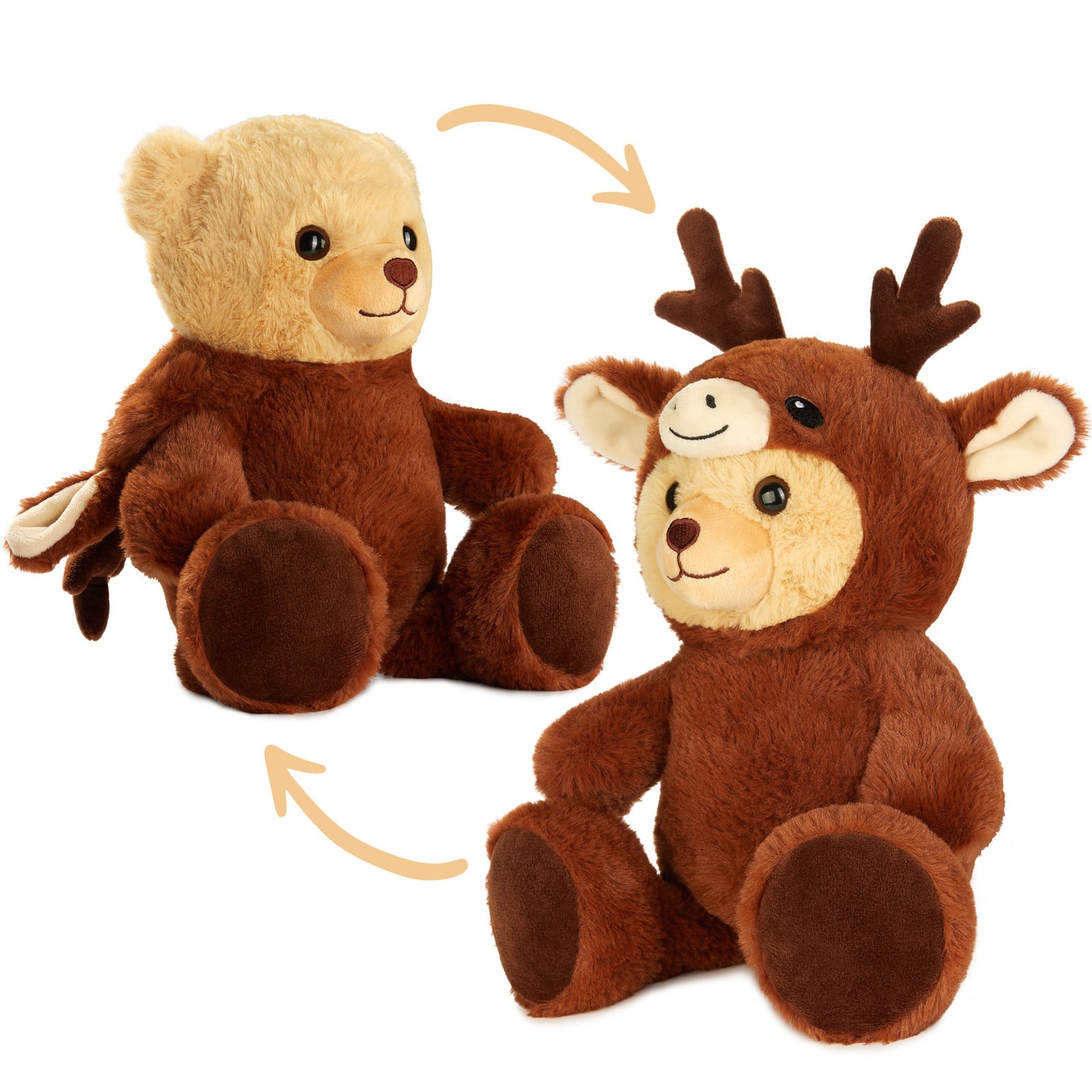 BRUBIES Teddybeer Hirsch - Pluche knuffel in hertenkostuum met kap - 25 cm