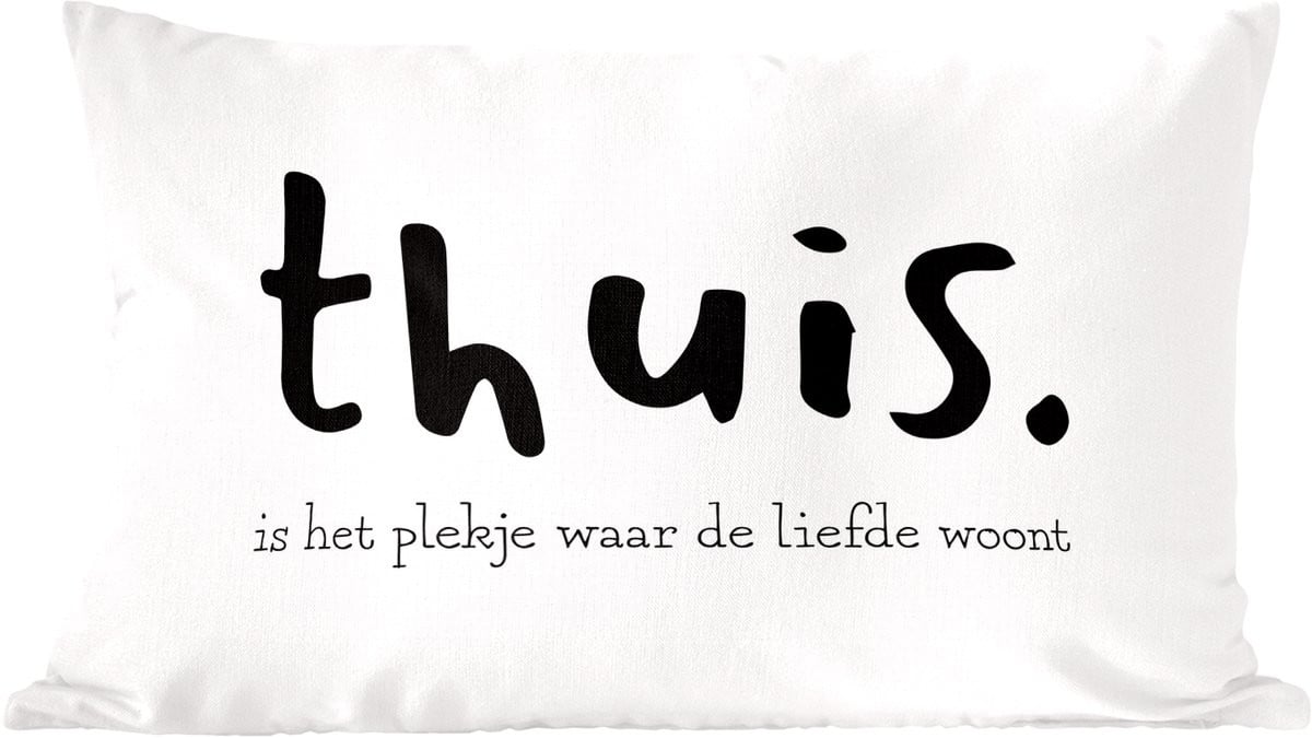 Sierkussen met quote Thuis is het plekje waar de liefde woont, 60 x 40 cm