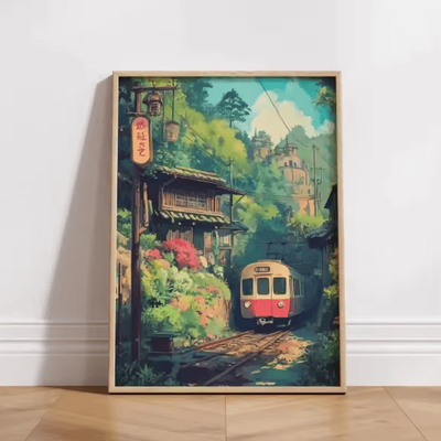 Inspire Picks Tokyo Rainy Night Railway Canvas Print Retro Japanese Cityscape Wall Art Decor 6 50x70cm No Frame