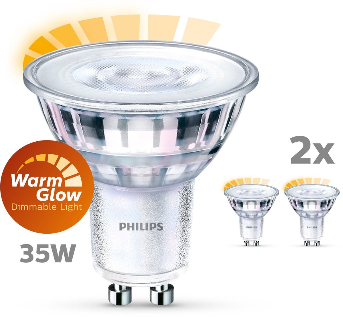 Philips LED Spot 35 W GU10 Dimbaar Warmwit Licht 2 stuks