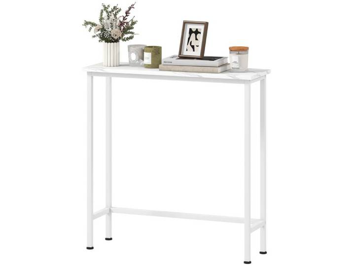 YWJ Table Console Entrée Blanche 75x24x76cm Patins Réglables Anti-Basculement Petits Espaces