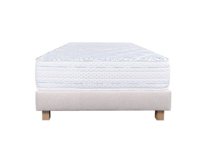 THELIO - Ensemble Matelas Mousse Ep.24cm + Sommier Tapissier Beige 90x190 cm