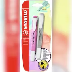Textmarker - STABILO swing cool Pastel - 2er Pack - Seidengrau, Frische Fuchsie