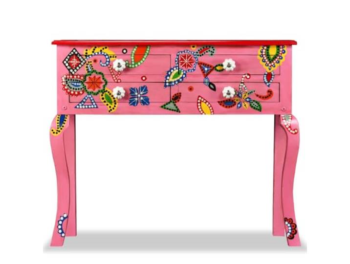 KTHLBRH Handbemalte Konsole Mango Massivholz, Retro-Stil, bunt, für Wohnzimmer oder Schlafzimmer