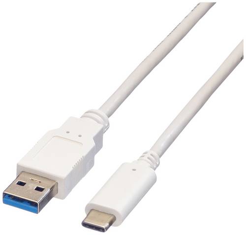 Value USB-Kabel USB 3.2 Gen1 USB-A Stecker, USB-C Stecker 0.50m Weiß Geschirmt 11.99.9010