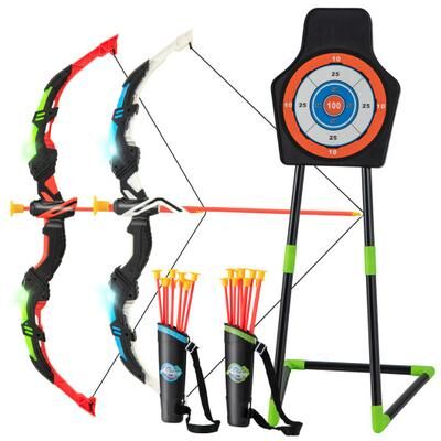 Costway Youth Archery Bow Set with LED Light Up Bow and 20 Suction Cup Arrows for Kids