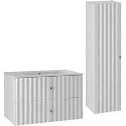 BADMÖBEL 80cm Izae 2er-Set Weiß