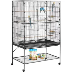 VEVOR Vogelkäfig, 930x580x1510 mm, Vogelvoliere aus Schmiedeeisen mit Sitzstangen, Futterschale & Kunststofffutternäpfen, Vogelhaus für Blaumeise, Nymphensittich, Kanarienvogel, Mönchssittich