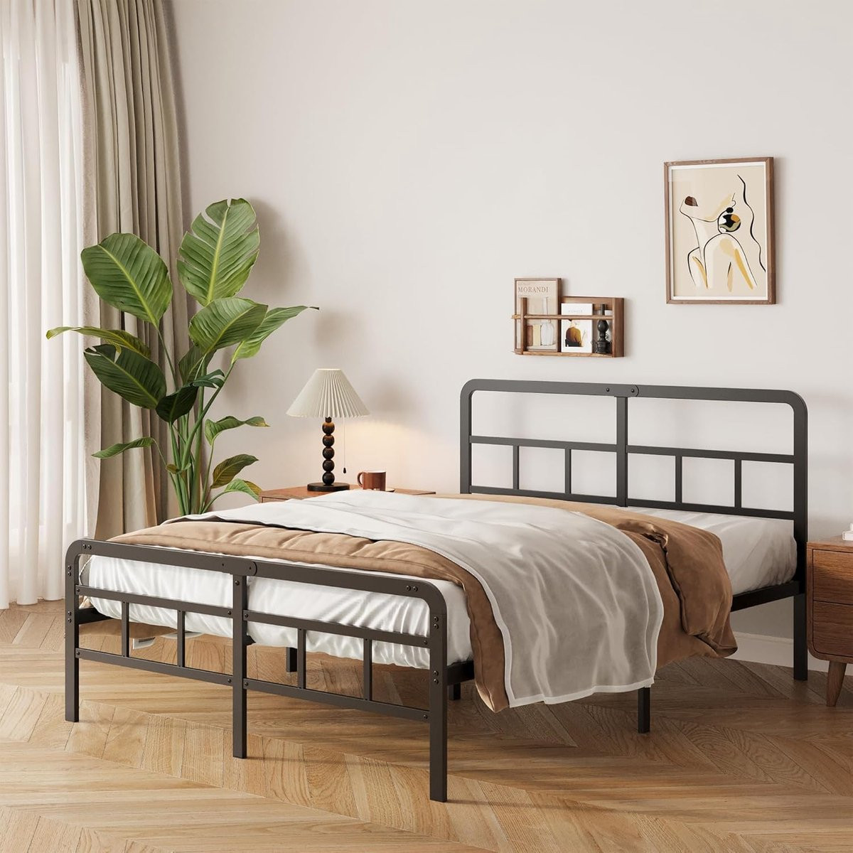 Stabiel metalen tweepersoons bedframe 140x200 cm met lattenbodem