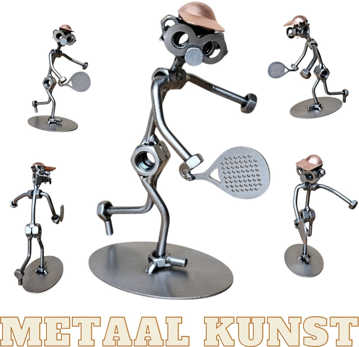 Uniek metalen Padel beeld voor volwassenen