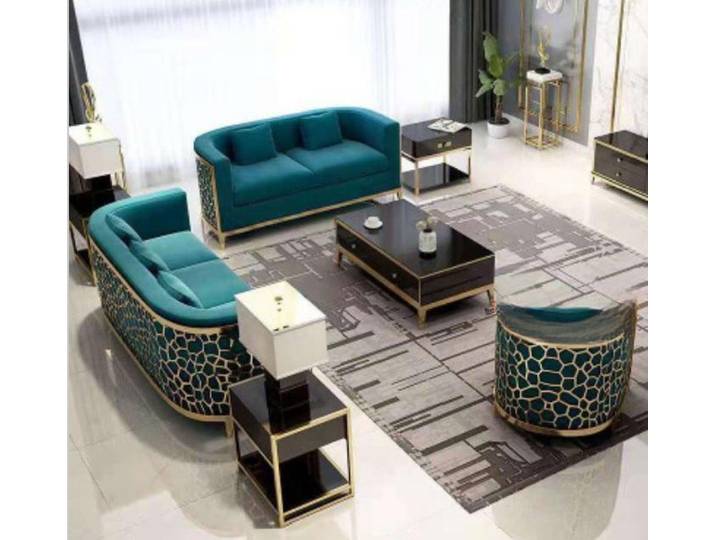 JVmoebel Sofa Türkisblaue Luxus Couchgarnitur aus hochwertigem Textil, Made in Europa