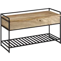 FLURBANK Holz Metall Sitzfläche hochklappbar, Beige 90x38x52 cm