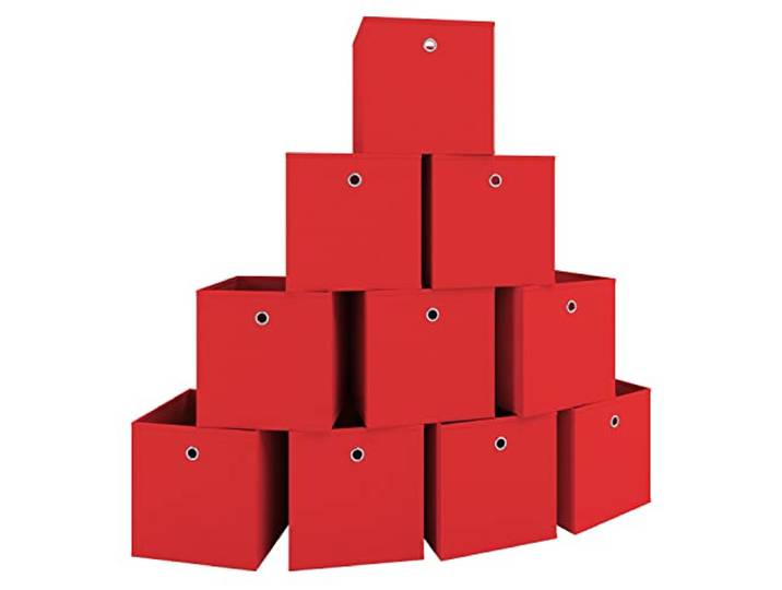 VCM Aufbewahrungsbox Rot 27x27x28cm 10 Fächer faltbar Stoff Aufbewahrung Flexibler Helfer beim Aufräumen - Diele oder Kleiderschrank - für jeden Haushalt - leicht verstaubar ohne viel Platzbedarf