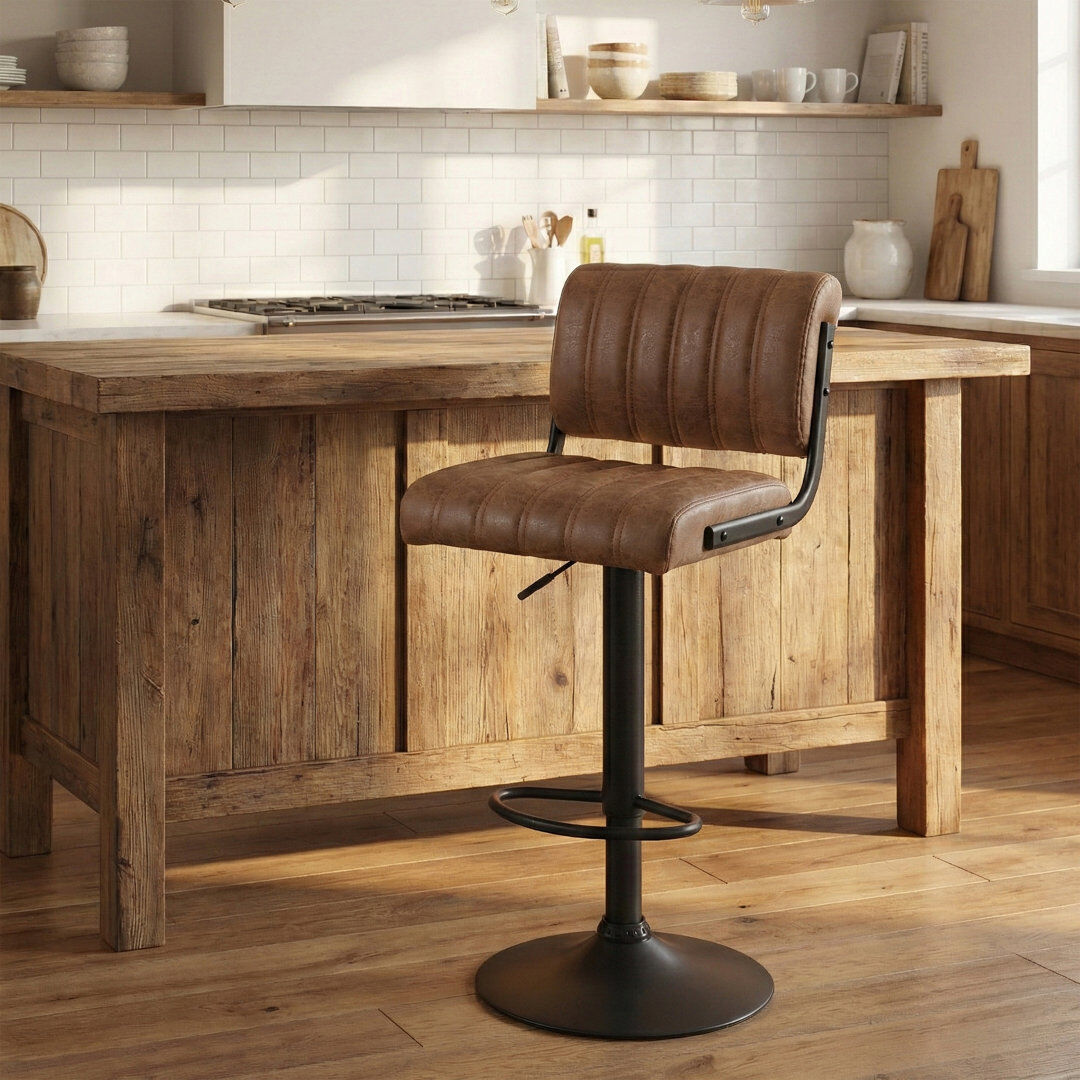 Mercury Cholet Puttney Height Adjustable Swivel Bar Stool Brown 41cm W X 45cm D