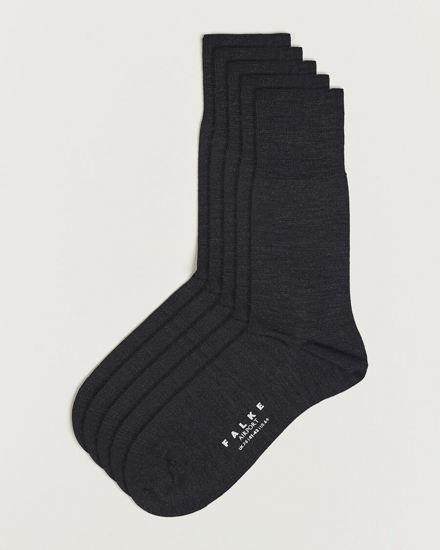 Falke 5-Pack Airport Socks Anthracite Melange men One size Grå