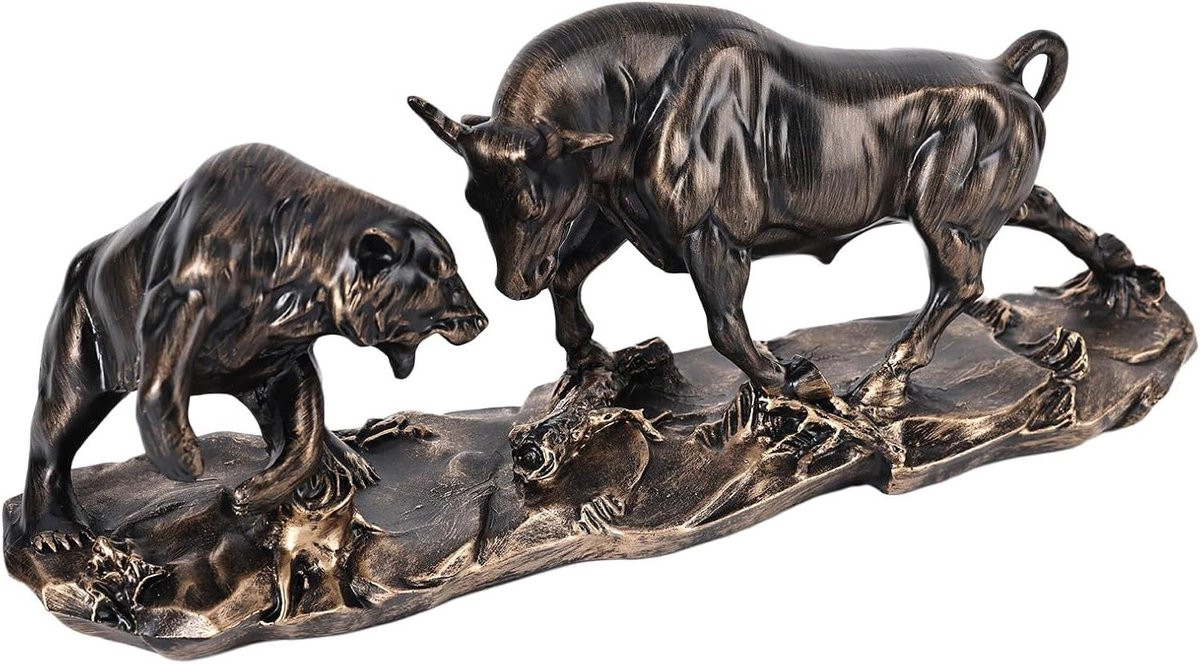 Stier en Beer Beeld Markt Symbolen Brons - 40 cm Lengte