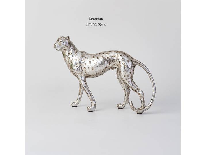 Ornement guépard en argent antique, ornement d'installation artistique tendance pour salon
