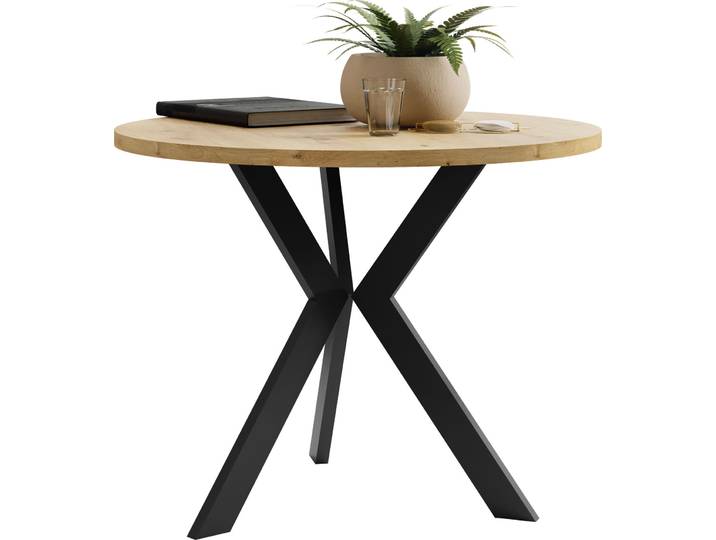MIRJAN24 Couchtisch STK M6, Beine aus Stahl, 65x65x50 cm, Wohnzimmer (Farbe: Eiche Artisan / Schwarz)