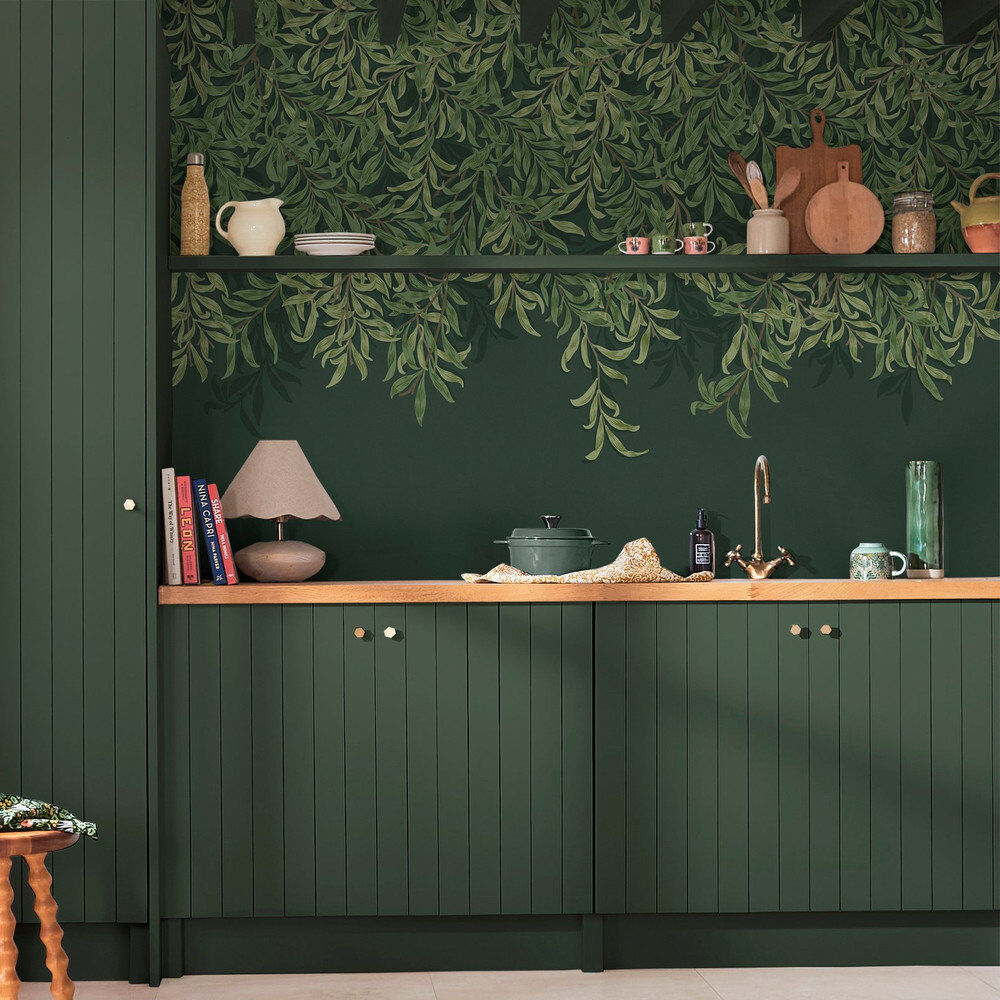 William Morris at Home Willow Bough Fixed Size Print to Order Mural Green 400cm L
