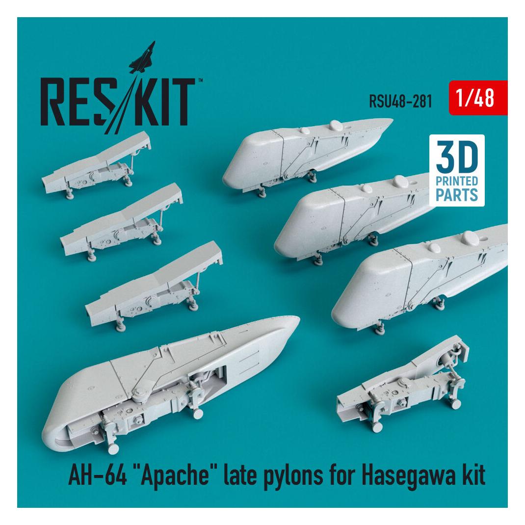 ResKit AH-64 Apache late pylons for Hasegawa kit (3D Printed) (RSU48-0281)