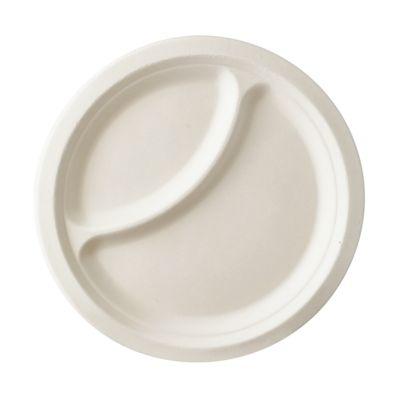 Einwegteller Papstar pure, 2-geteilt, ø 230 mm, 50 Stk., mikrowellengeeignet, aus Zuckerrohr, weiß