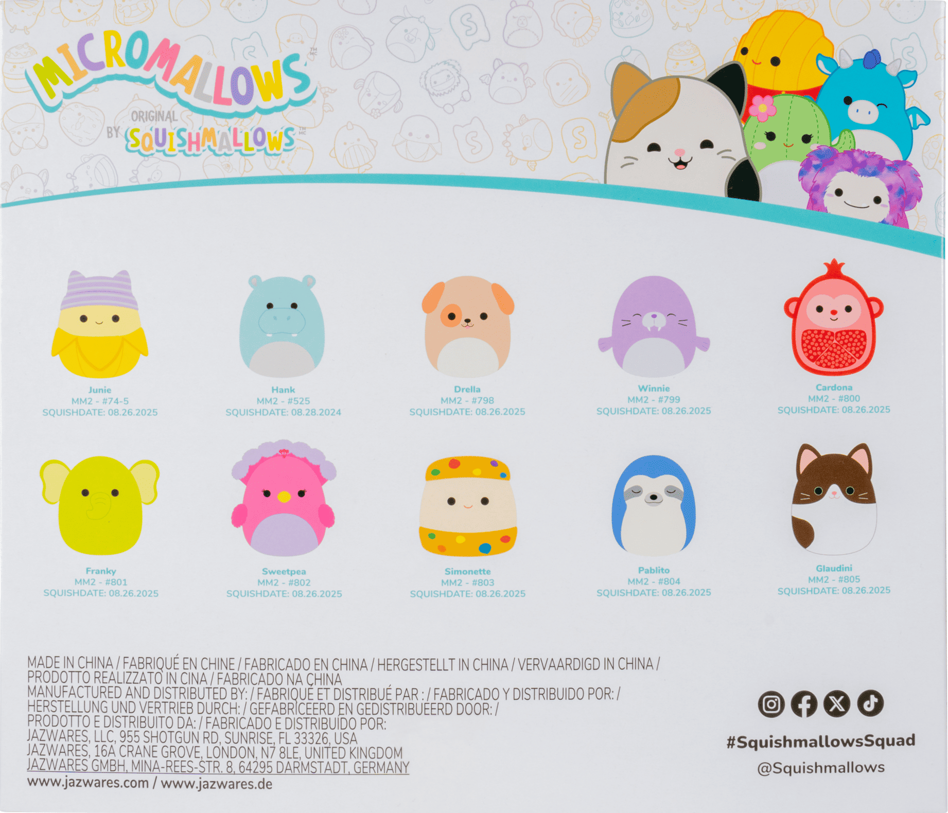 Jazwares Squishmallows Micromallows 2.5-Inch Plush 10-Pack for Collecting and Play