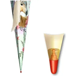 Roth, Schultüte, Schultüte Pferd Bella, eckig, 850 mm, mit Wollmähne Tüllverschluss, mit Wollmähne und Glitzerbort (85 cm, 1x)